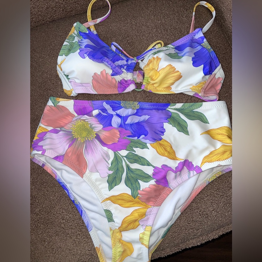 Shade & Shore Floral Bikini Set with Pink and Yellow